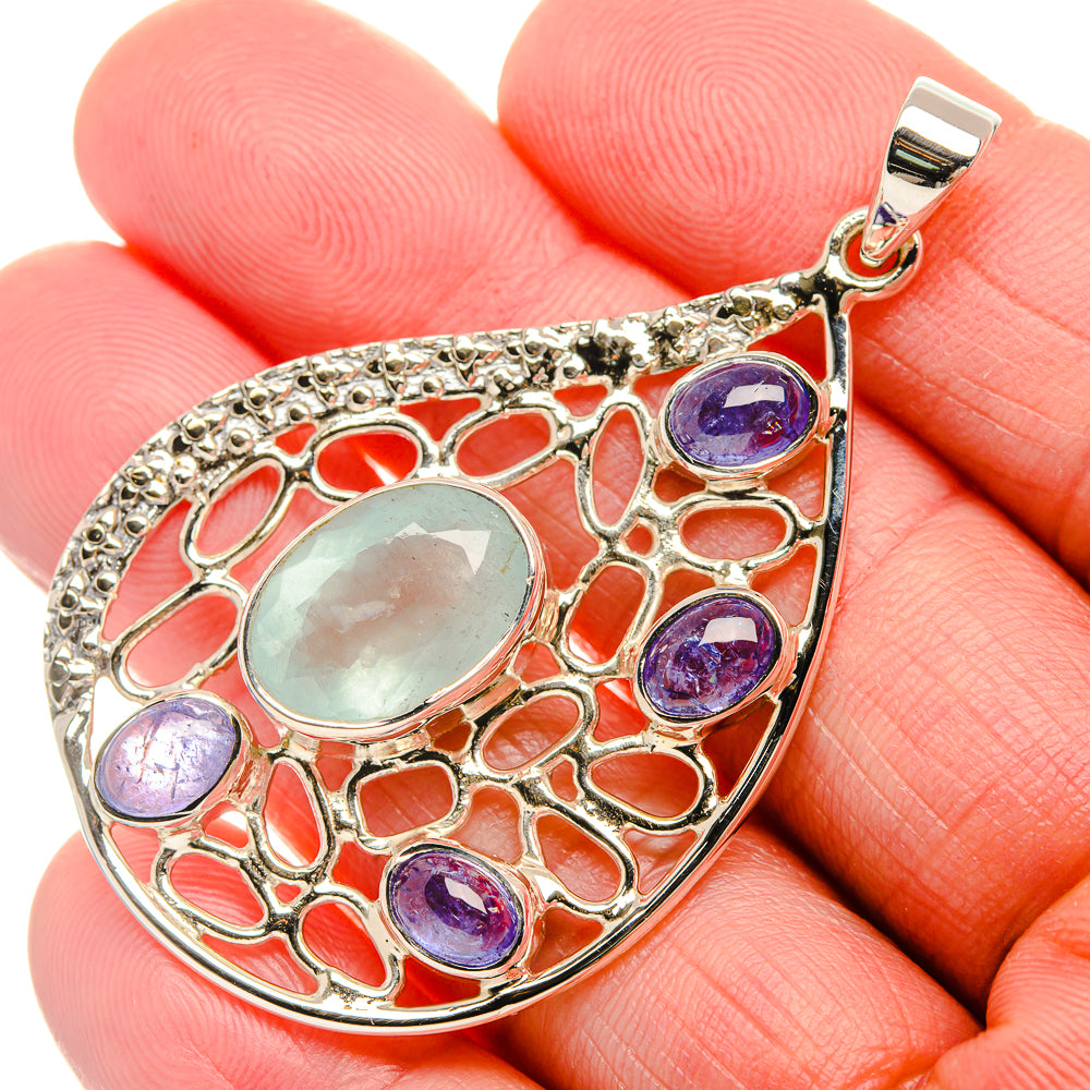 Signature Natural Aquamarine, Tanzanite 925 Sterling Silver Pendant 2 1/4" (925 Sterling Silver) PD37795