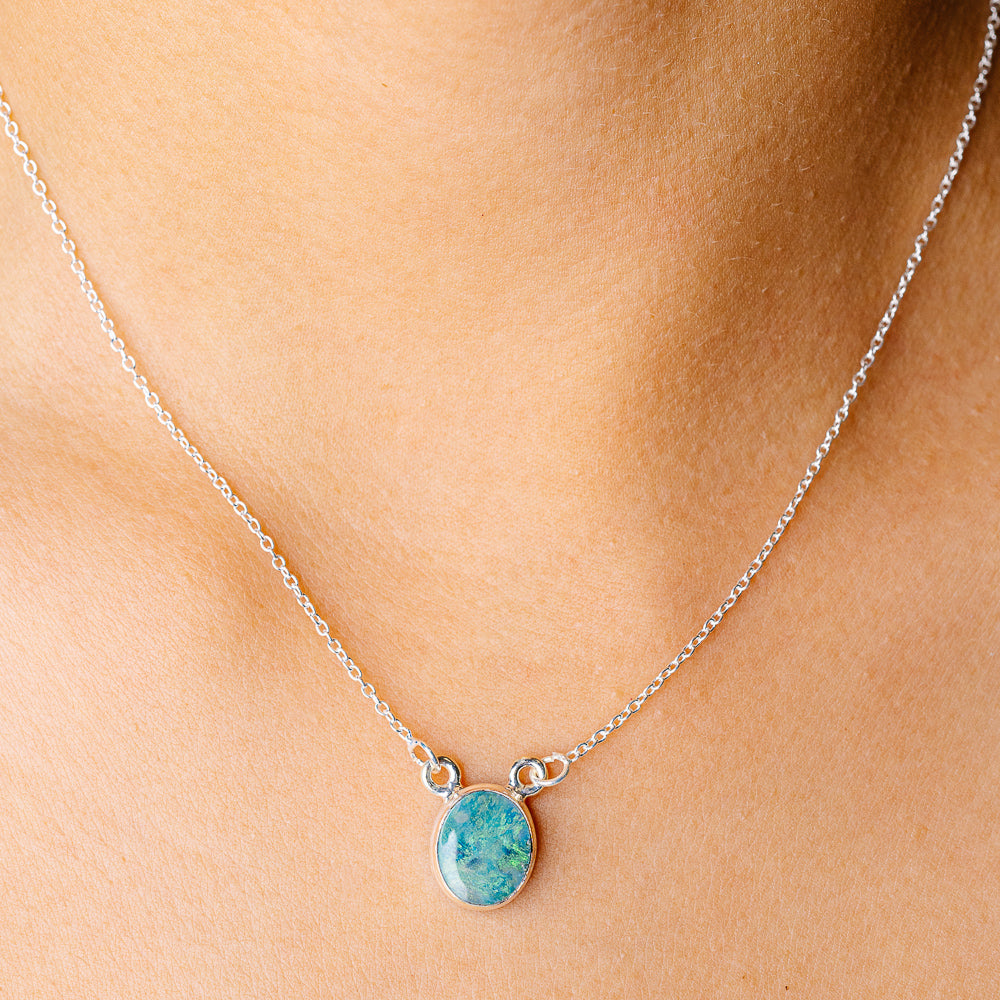 Doublet Opal Necklace 16.375" (925 Sterling Silver) N90267