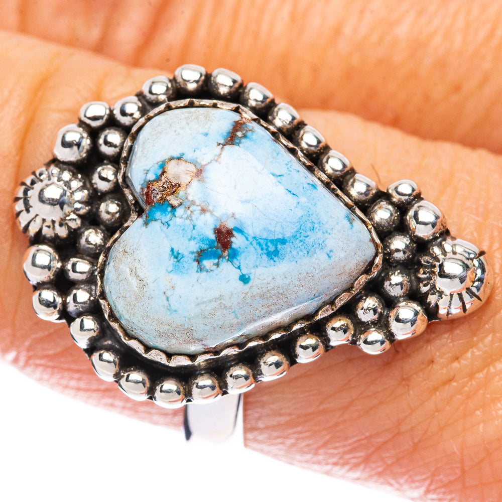 Rare Golden Hills Turquoise Heart Ring Size 7.75 (925 Sterling Silver) R2977