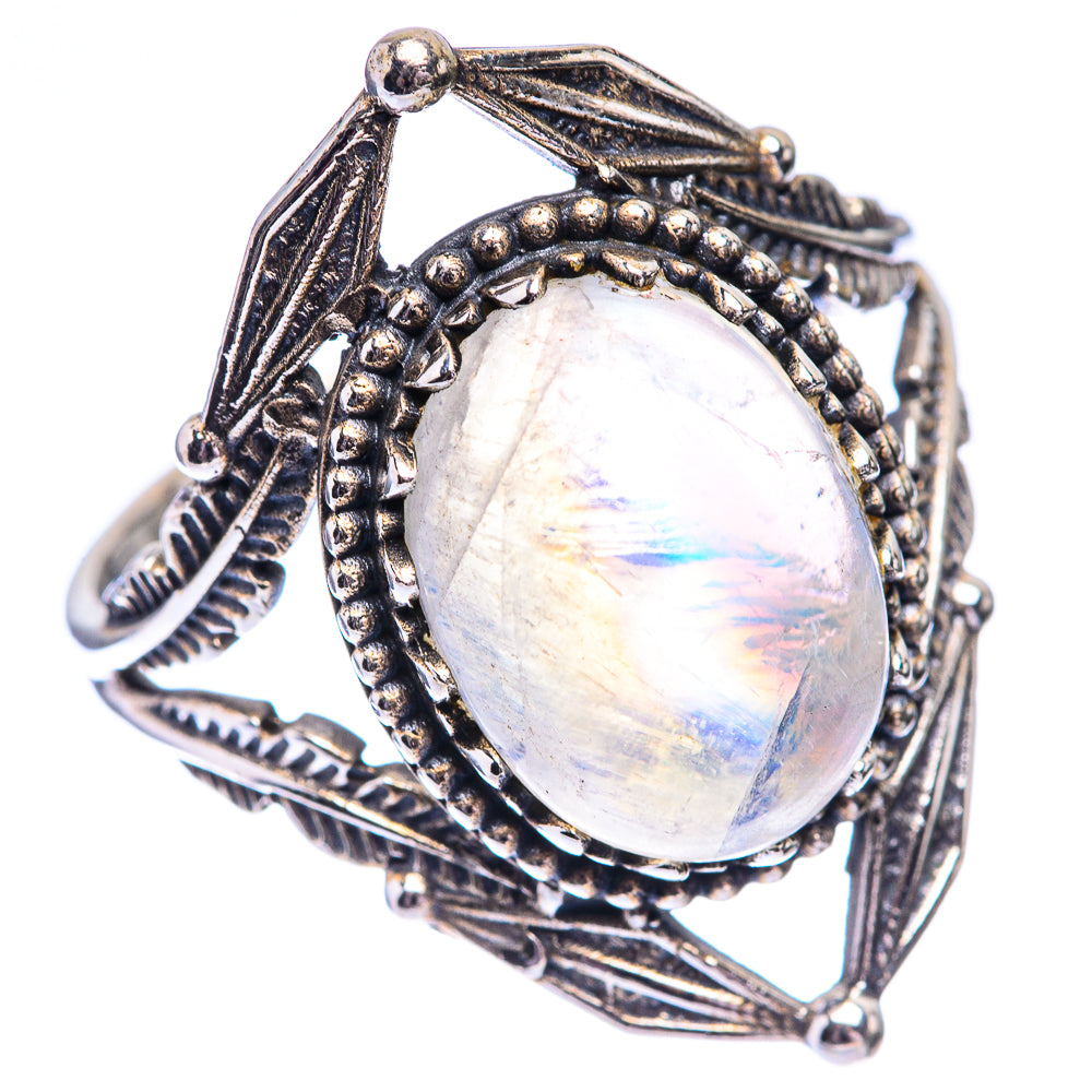 Rainbow Moonstone Ring Size 10 (925 Sterling Silver) R140525