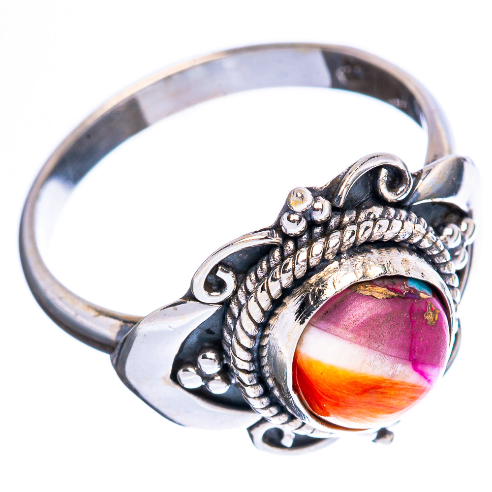 Kingman Pink Dahlia Turquoise Ring Size 8.25 (925 Sterling Silver) R3196