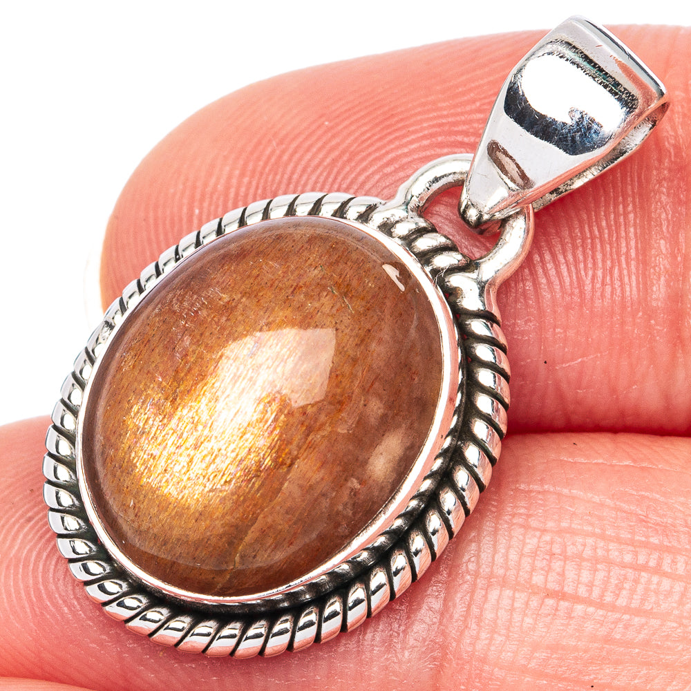 Sunstone Pendant 1 1/8" (925 Sterling Silver) P41293