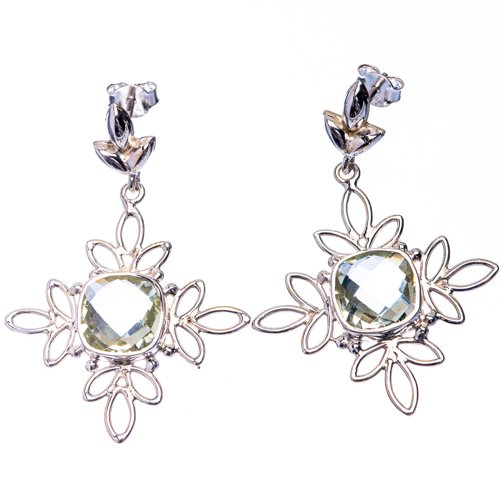 Premium Green Amethyst Earrings 1 5/8" (925 Sterling Silver) E432346