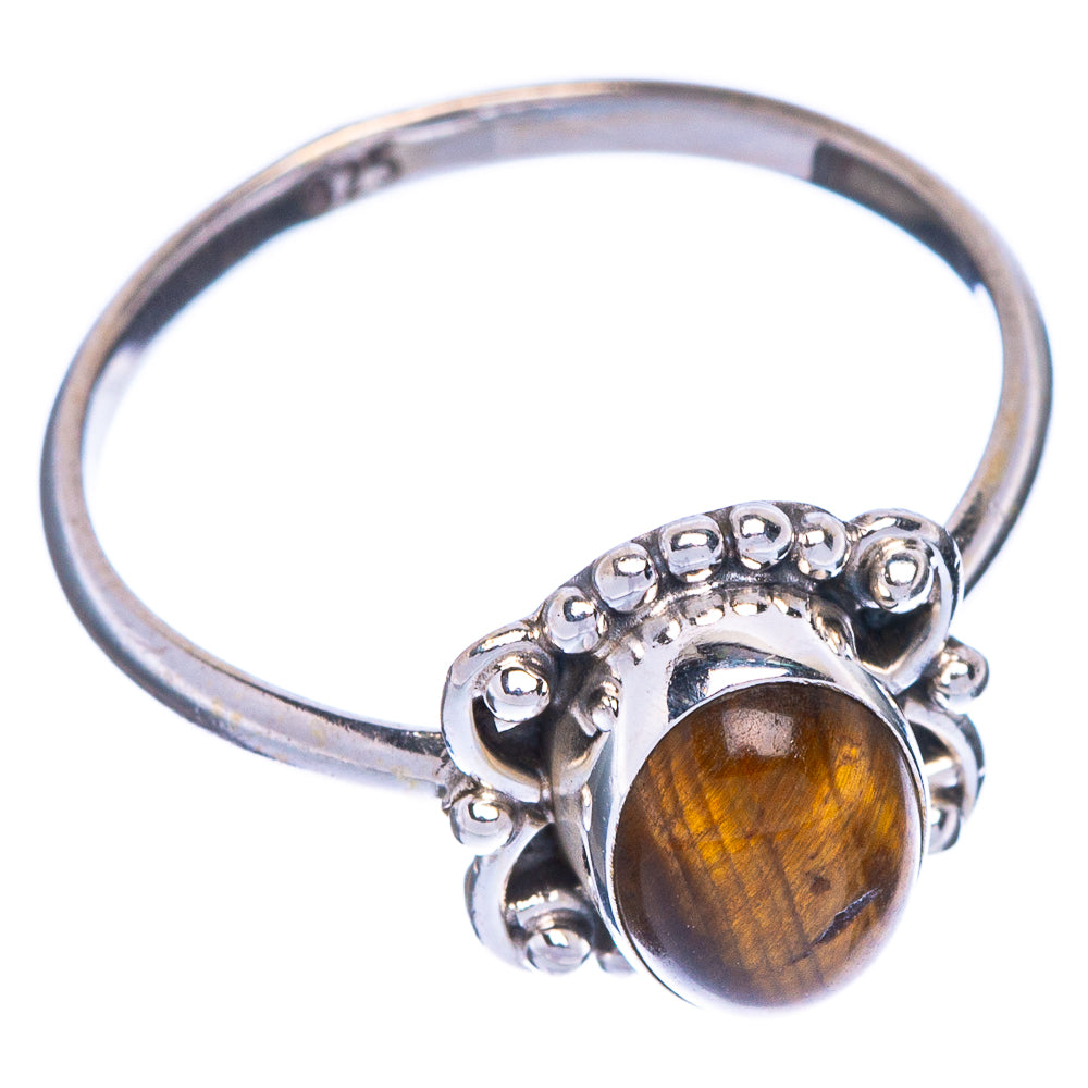 Tiger Eye Dainty Ring Size 6.75 (925 Sterling Silver) R1215