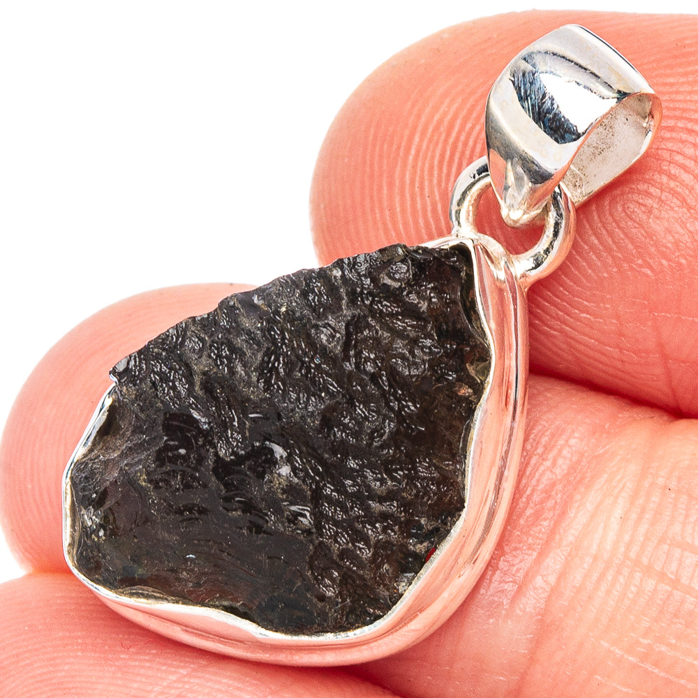 Rare Moldavite Pendant 1 1/8" (925 Sterling Silver) P43934