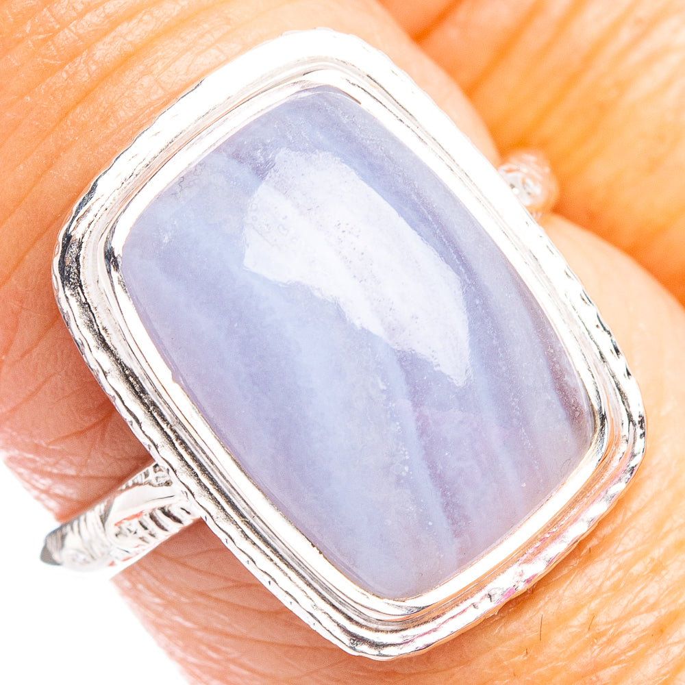 Premium Blue Lace Agate Ring Size 7.75 (.925 Sterling Silver)