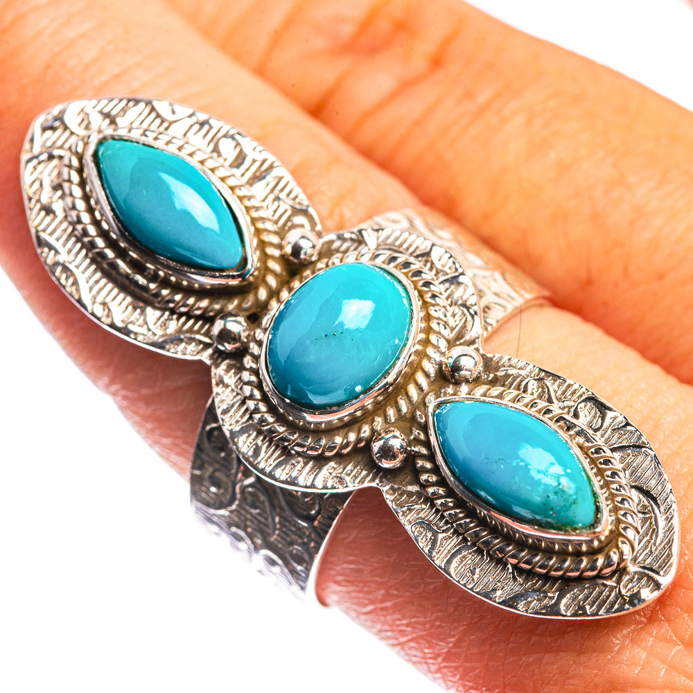 Large Sleeping Beauty Turquoise 925 Sterling Silver Ring Size 9