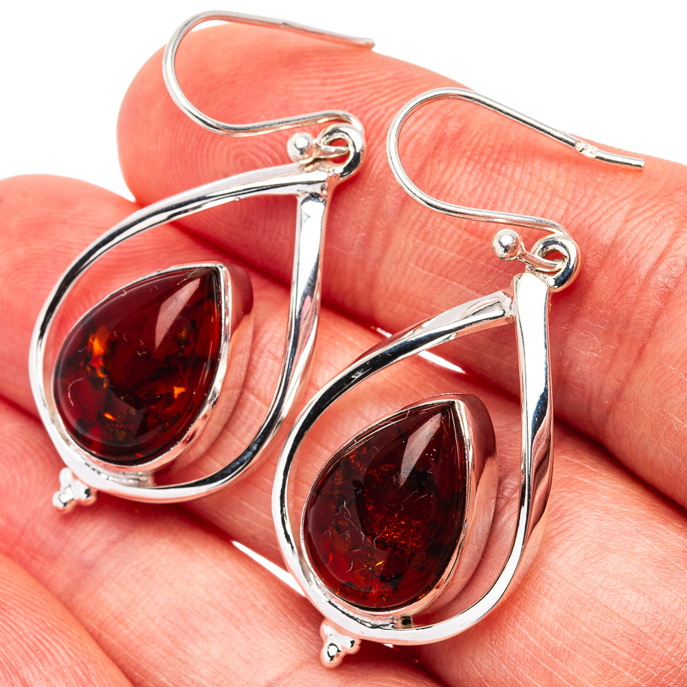 Premium Baltic Amber Earrings 1 5/8" (.925 Sterling Silver)