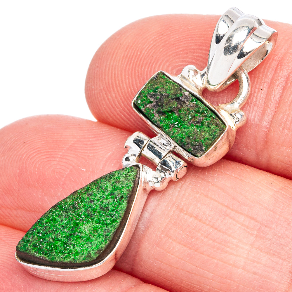 Rare Uvarovite Garnet Pendant 1 3/8" (925 Sterling Silver) P40313