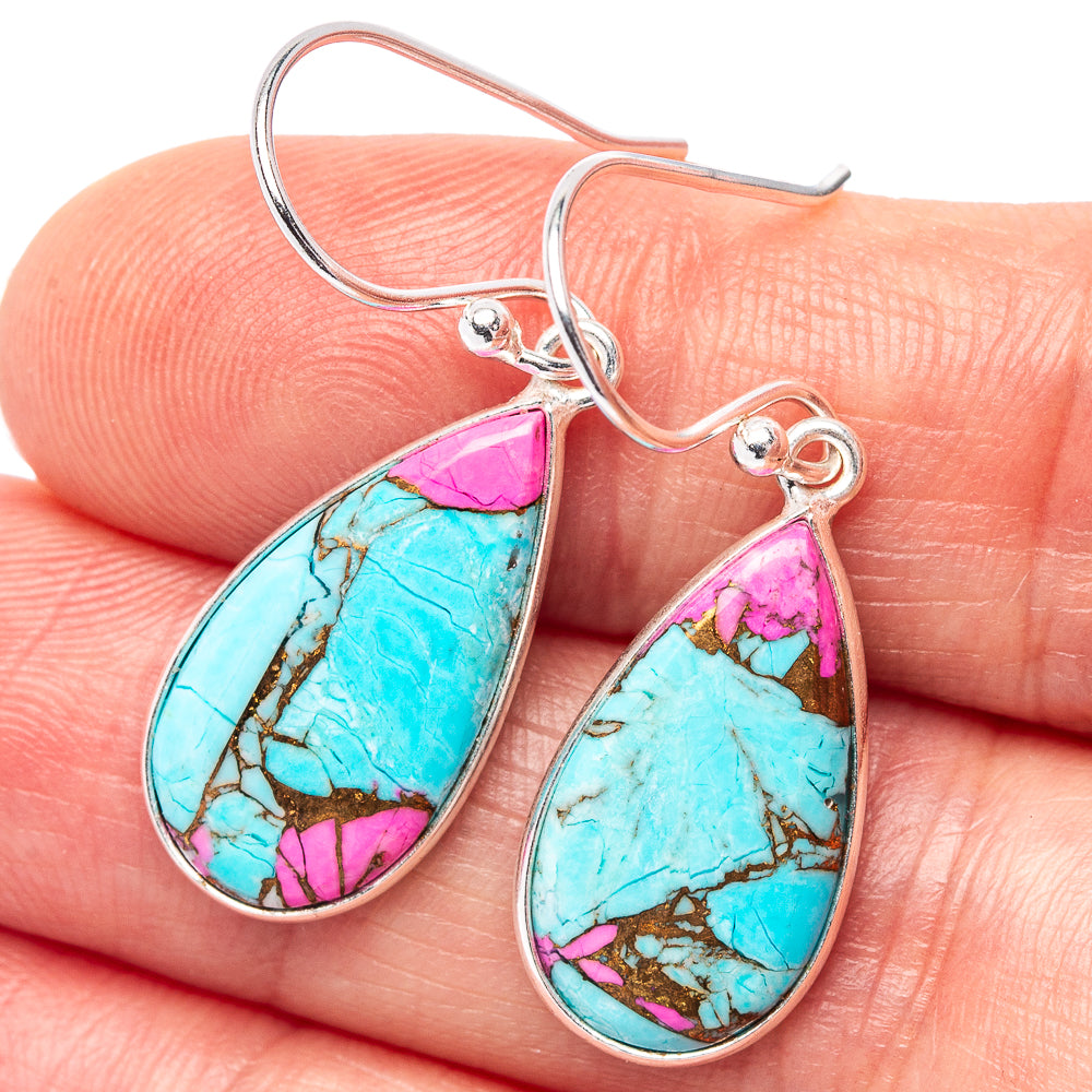 Cotton Candy Turquoise Earrings 1 3/8" (.925 Sterling Silver)