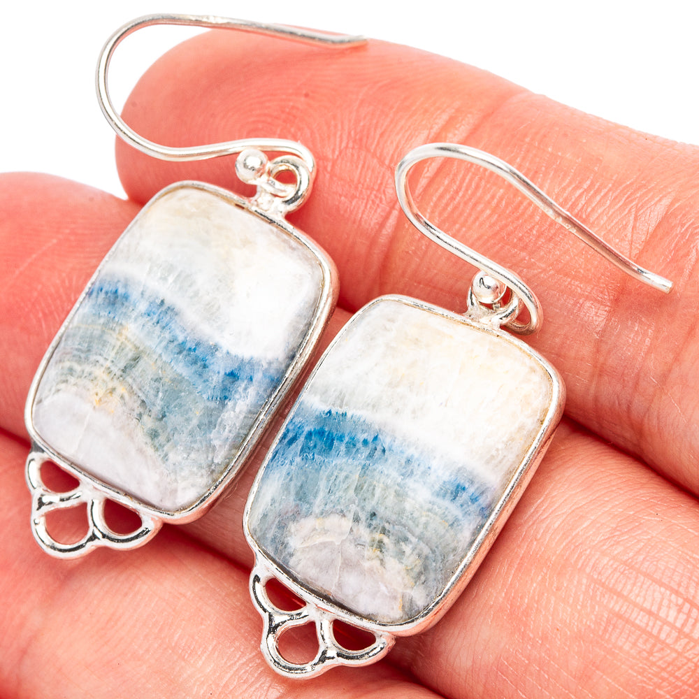 Blue Scheelite Earrings 1 1/2" (925 Sterling Silver) E2328