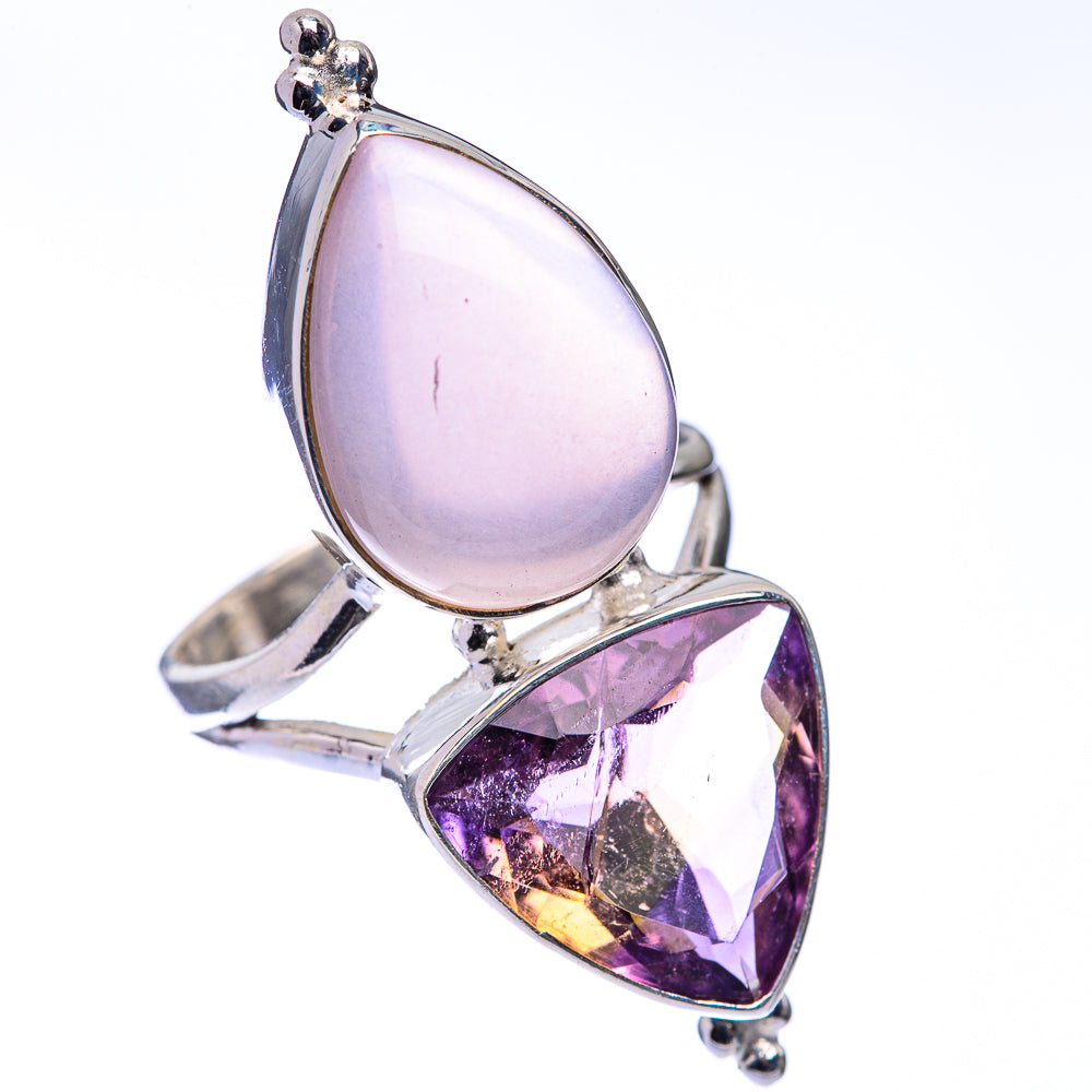 Large Faceted Ametrine, Rose Quartz Ring Size 9.75 (925 Sterling Silver) R141214