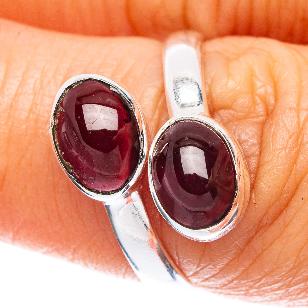 Garnet Dainty Ring Size 7 Adjustable (925 Sterling Silver) R5132