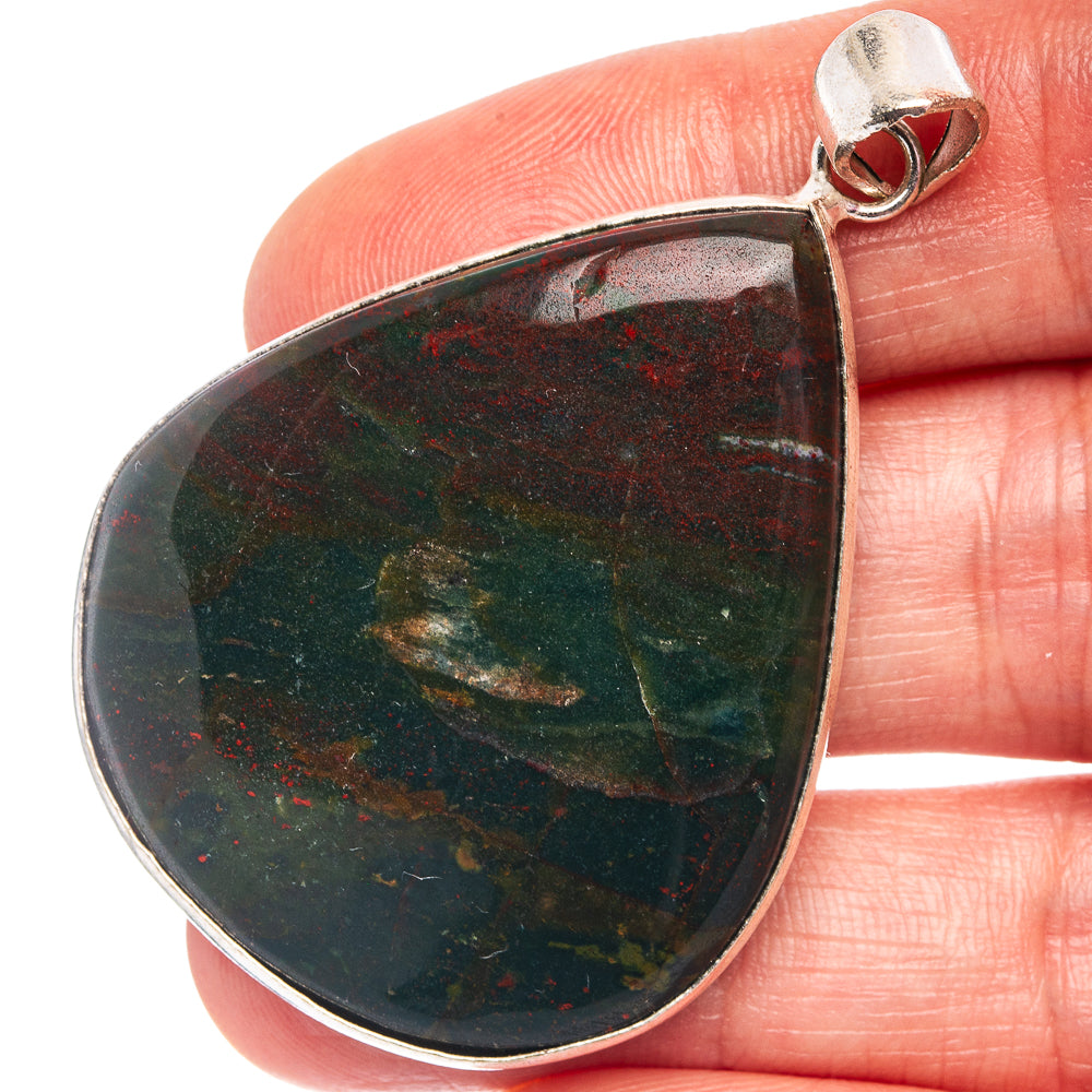 Bloodstone Pendant 2 1/8" (Silver Plated)