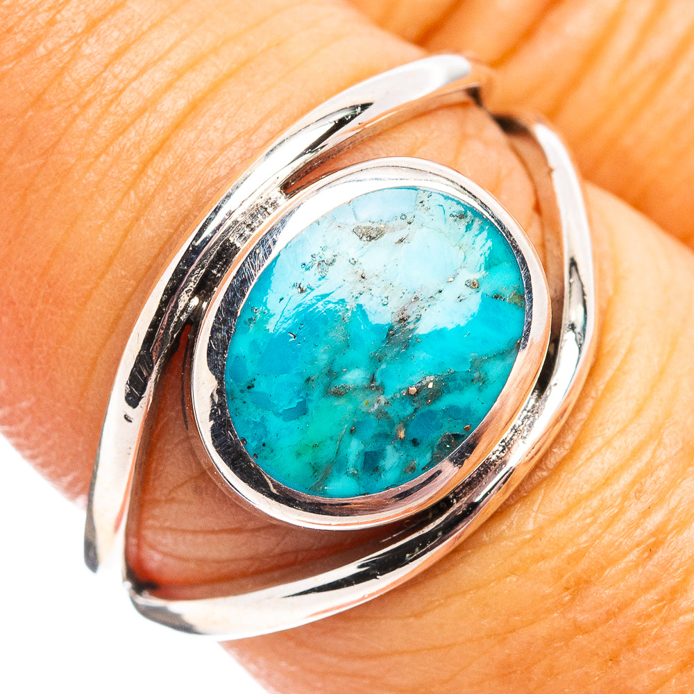 Native Style Mohave Turquoise Ring Size 7.5 (.925 Sterling Silver)