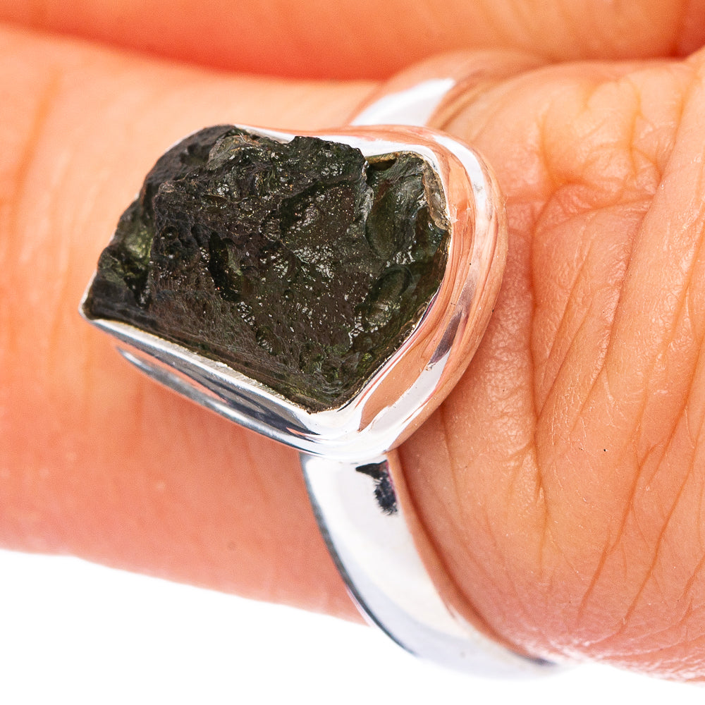 Rare Moldavite Ring Size 6.25 (.925 Sterling Silver)