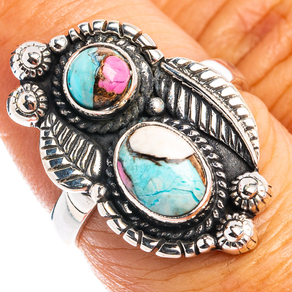 Native Style Cotton Candy Turquoise Ring Size 7 (.925 Sterling Silver)