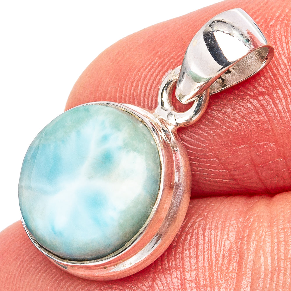 Rare Larimar Pendant 7/8" (.925 Sterling Silver)
