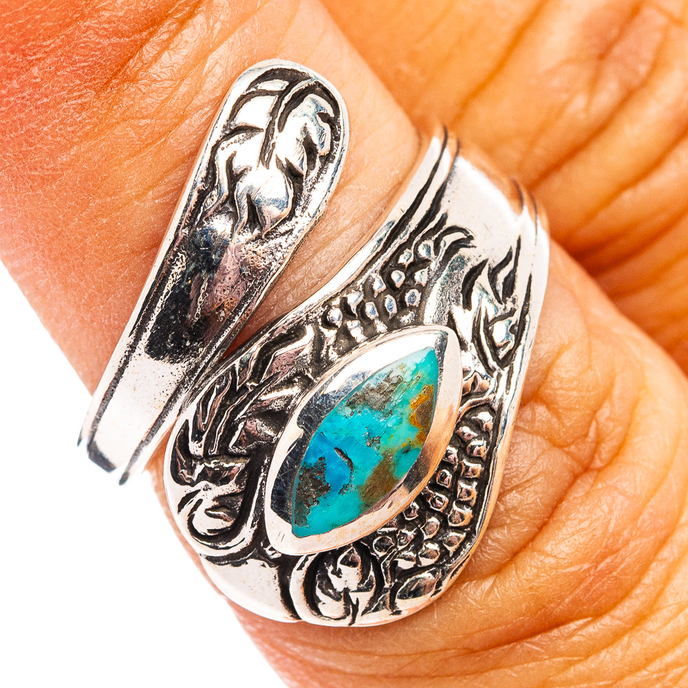 Native Style Mohave Turquoise Ring Size 5 Adjustable (.925 Sterling Silver)