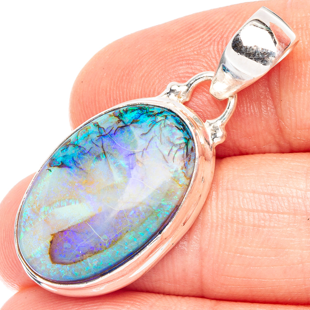 Rare Sterling Opal Pendant 1 3/8" (925 Sterling Silver) P43851