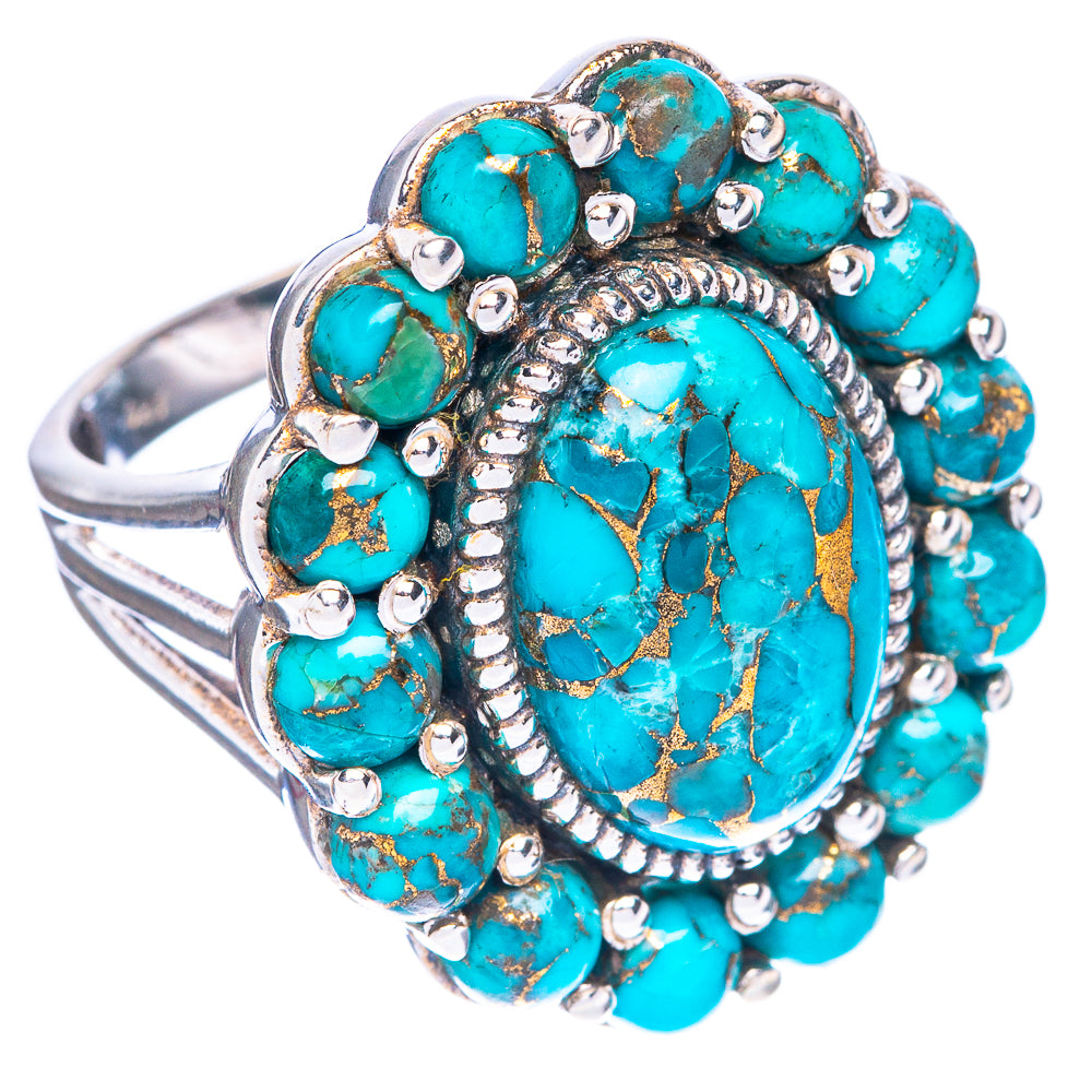 Large Blue Copper Composite Turquoise Ring Size 7.75 (925 Sterling Silver) R1058