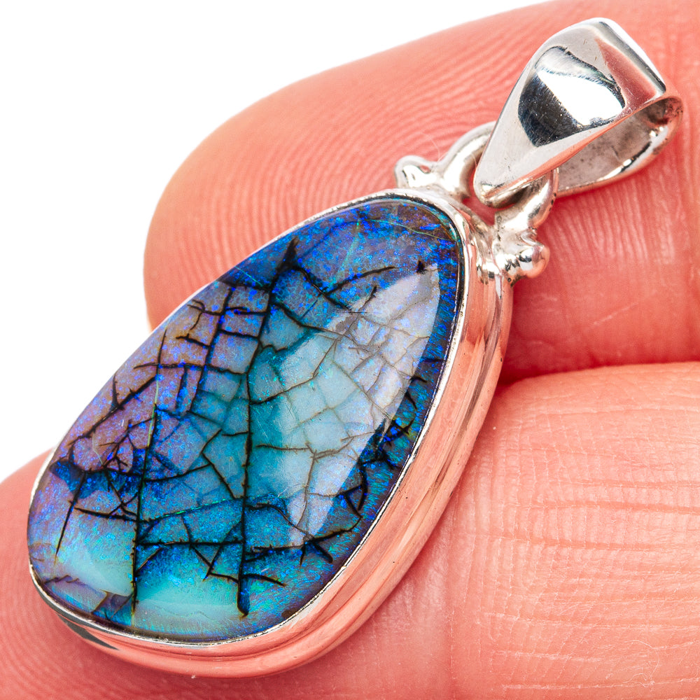 Rare Sterling Opal Pendant 1 1/4" (925 Sterling Silver) P42111