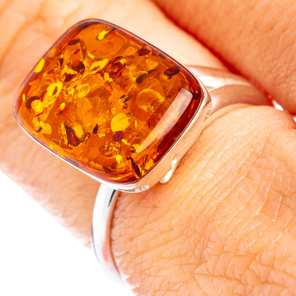 Baltic Amber Ring Size 6 Adjustable (.925 Sterling Silver)