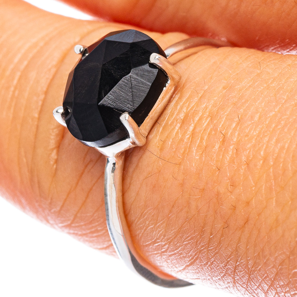Value Black Onyx Ring Size 7.75 (925 Sterling Silver) R7557