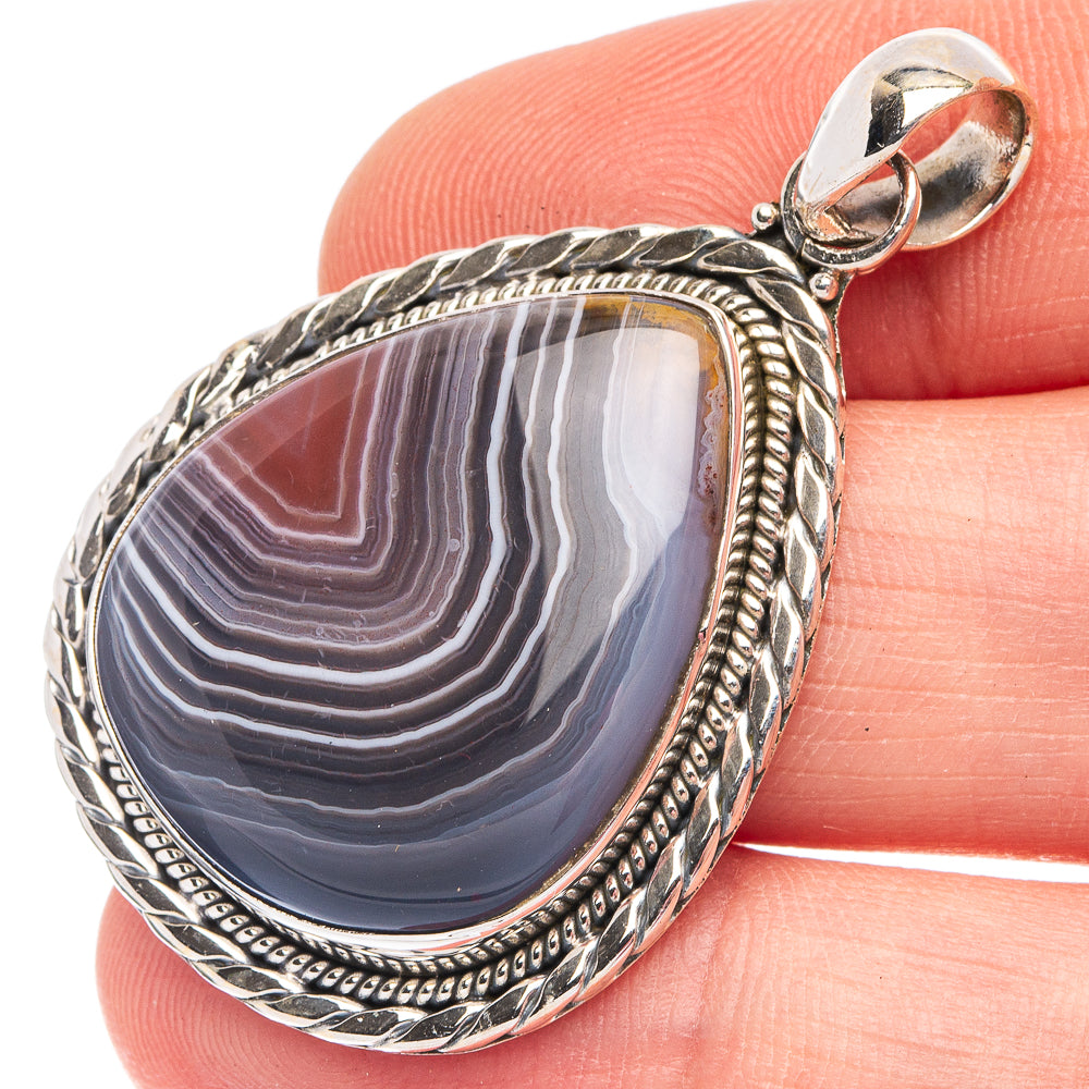 Botswana Agate 925 Sterling Silver Pendant 1 3/4" (925 Sterling Silver) P43645