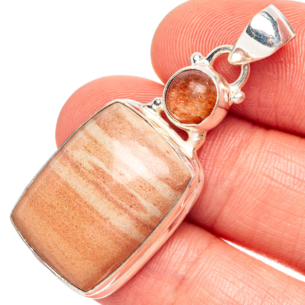 Celestobarite, Sunstone Pendant 1 5/8" (.925 Sterling Silver)