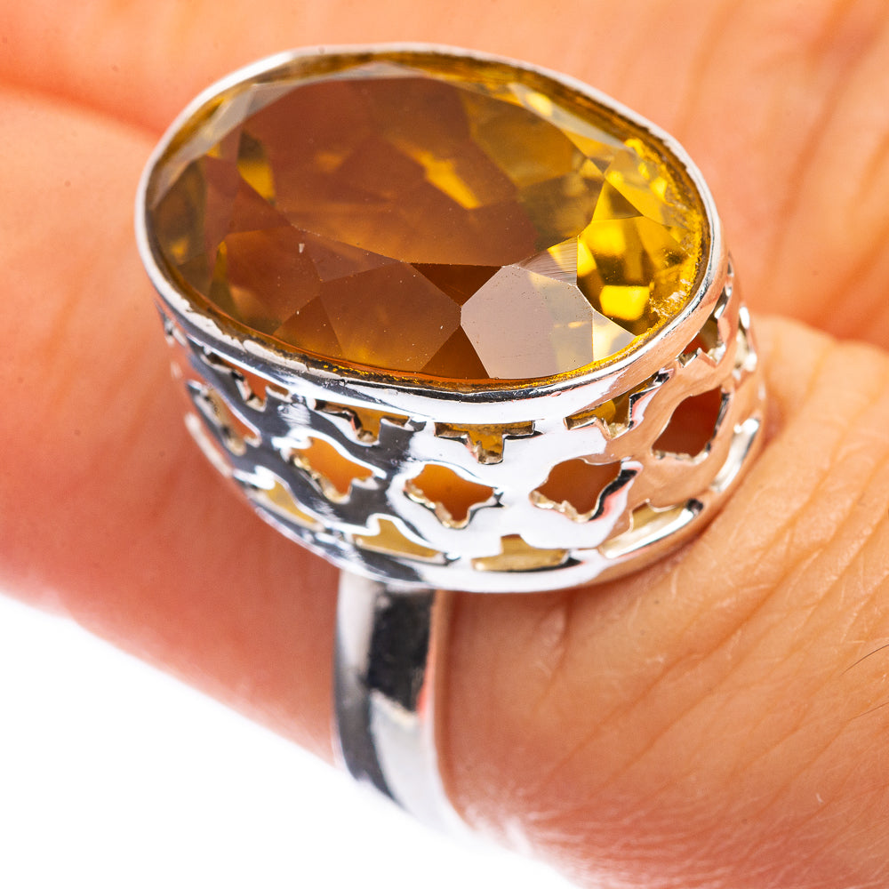 Faceted Citrine 925 Sterling Silver Ring Size 5.5