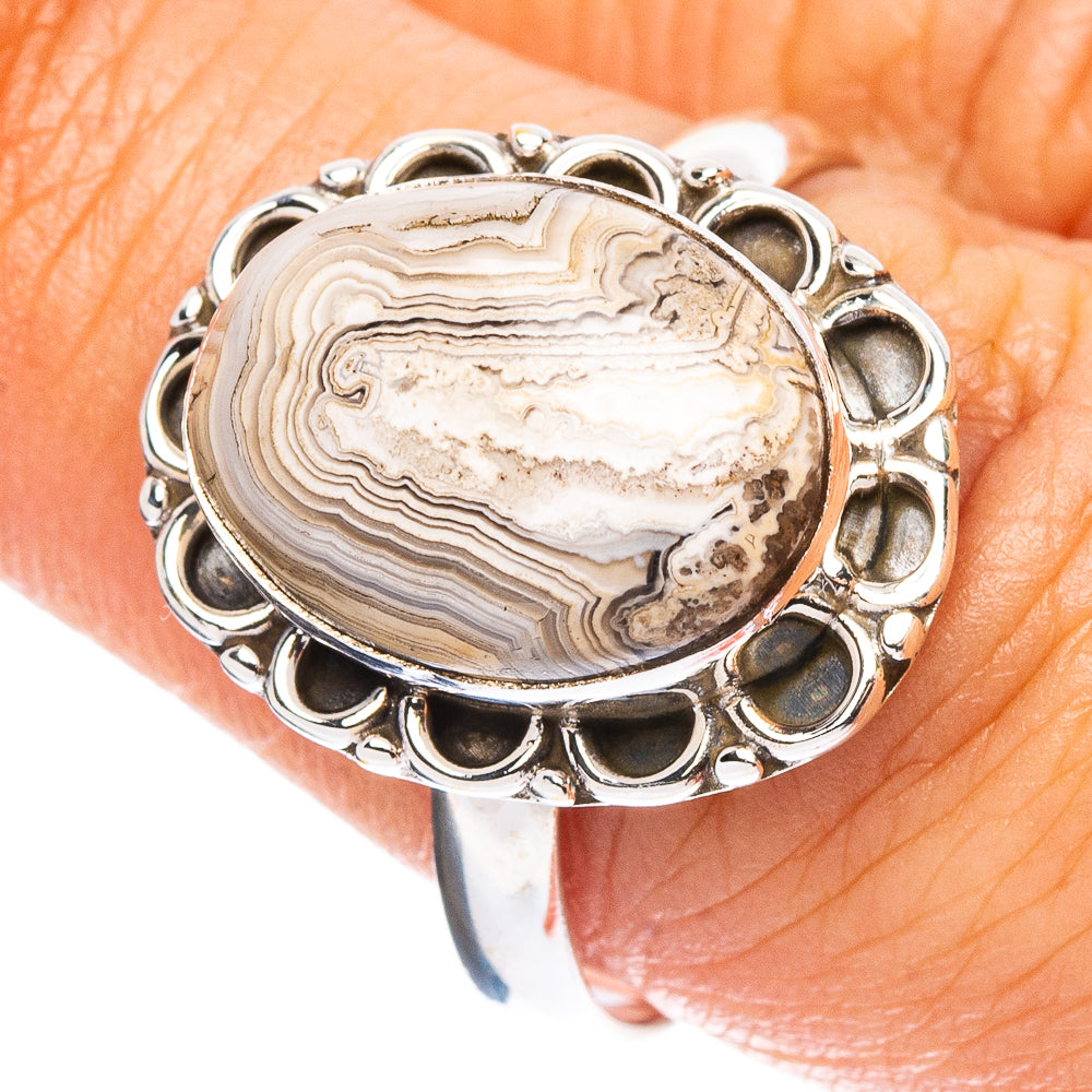 Laguna Lace Agate Ring Size 8.25 (925 Sterling Silver) R8013