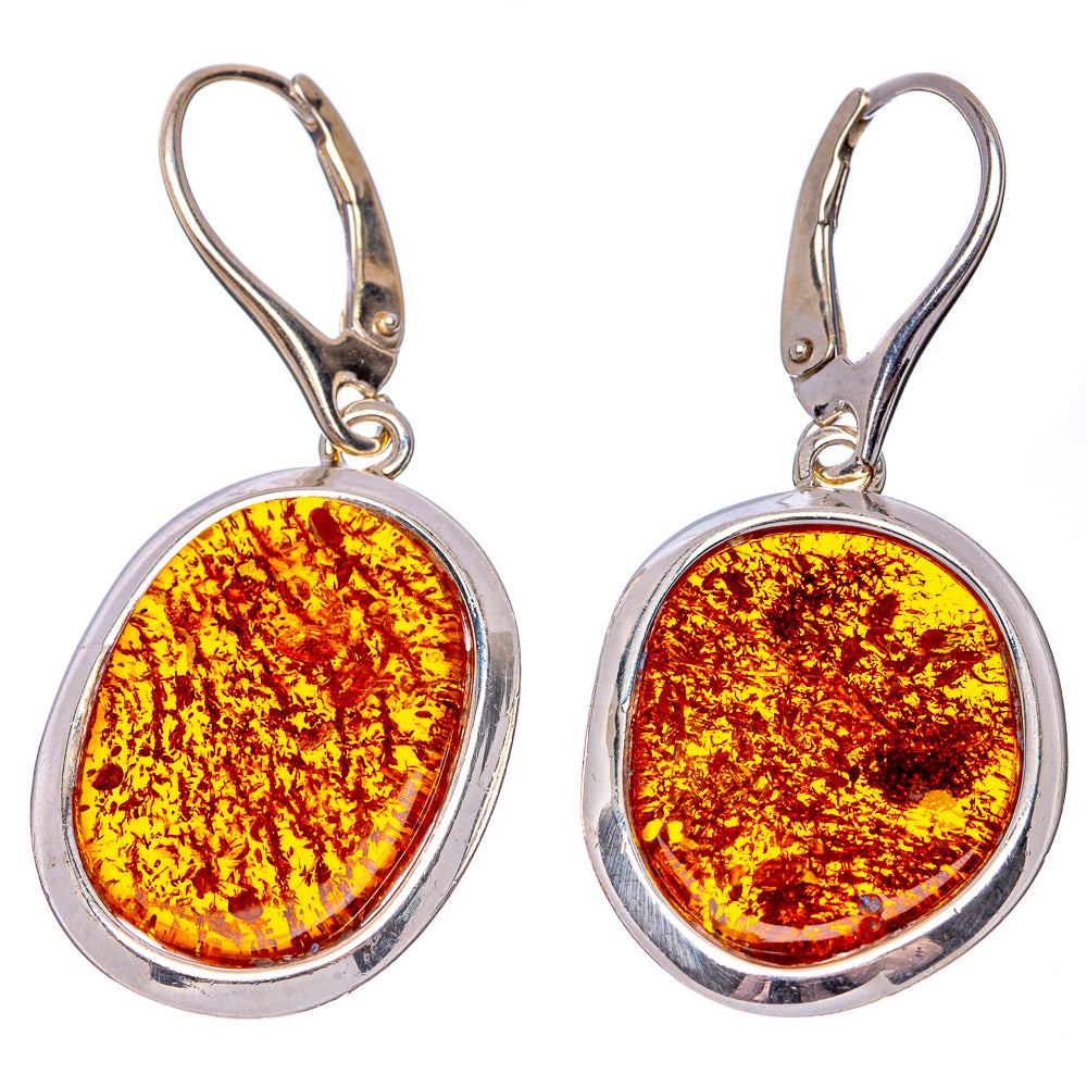 Baltic Amber Earrings 1 3/4" (925 Sterling Silver) E1100