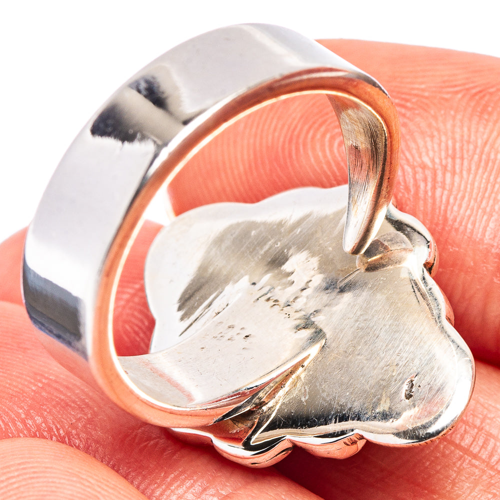 Exclusive White Buffalo Turquoise Ring Size 8 Adjustable (.925 Sterling Silver)