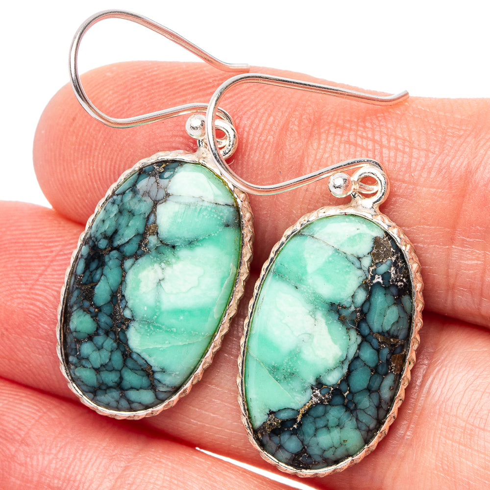 Variscite Earrings 1 5/8" (.925 Sterling Silver)