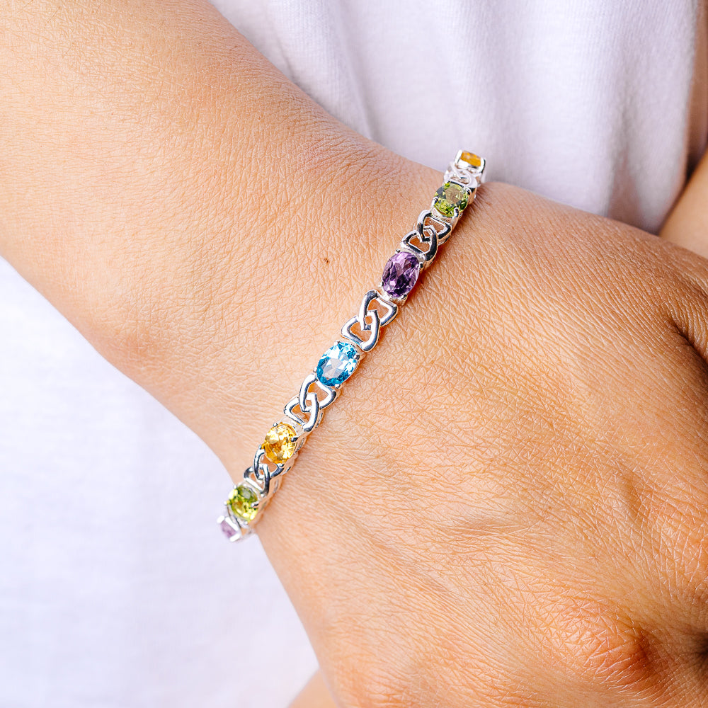 Amethyst, Citrine, Blue Topaz, Peridot Bracelet 7 1/4" (925 Sterling Silver) B90386