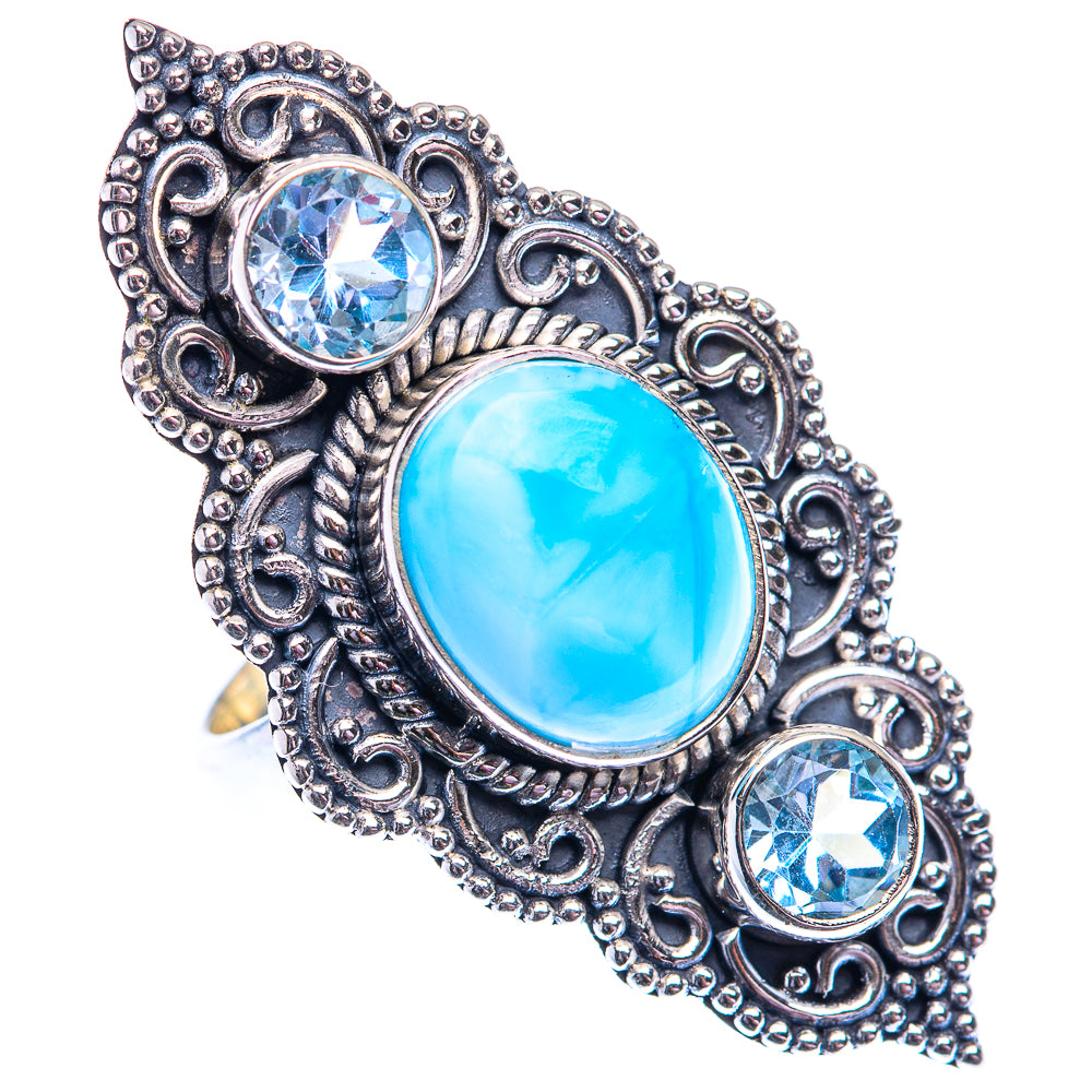 Large Larimar, Blue Topaz 925 Sterling Silver Ring Size 6.25 (925 Sterling Silver) RING140441