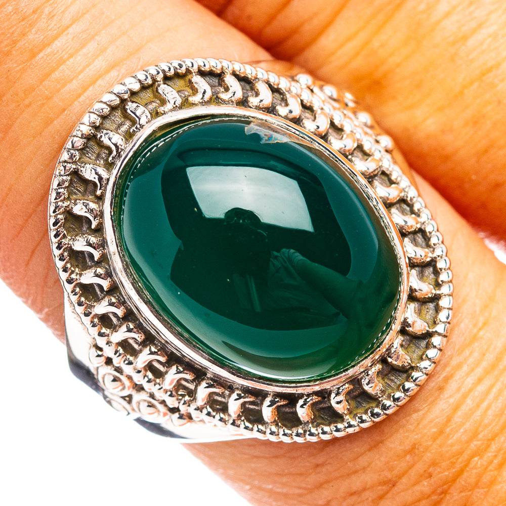 Green Onyx Ring Size 8.75 (.925 Sterling Silver)