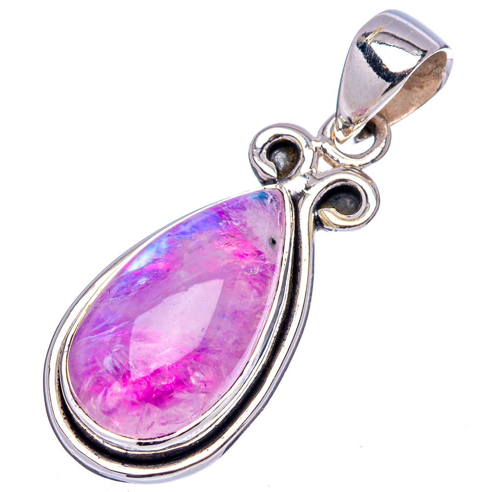 Pink Moonstone Pendant 1 3/8" (.925 Sterling Silver)