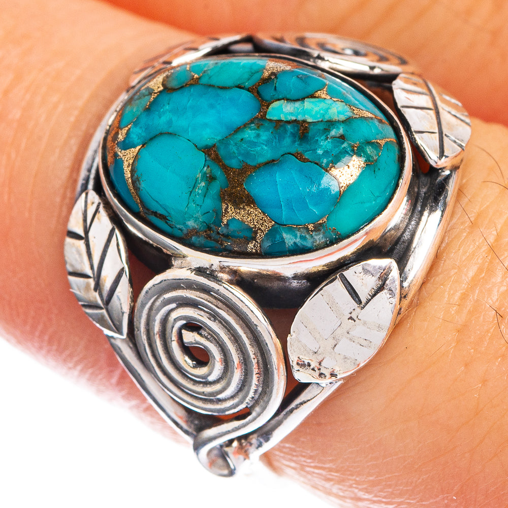 Blue Copper Composite Turquoise Ring Size 7.75 (925 Sterling Silver) R144260