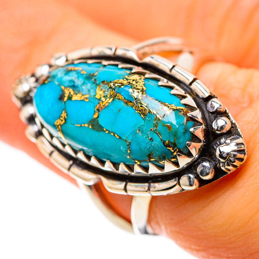 Blue Copper Composite Turquoise Ring Size 6.5 (925 Sterling Silver) RING139173
