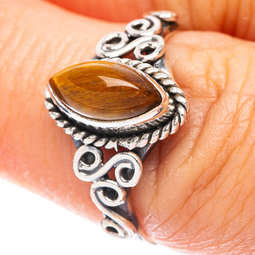 Tiger Eye Dainty Ring Size 7 (925 Sterling Silver) R5785