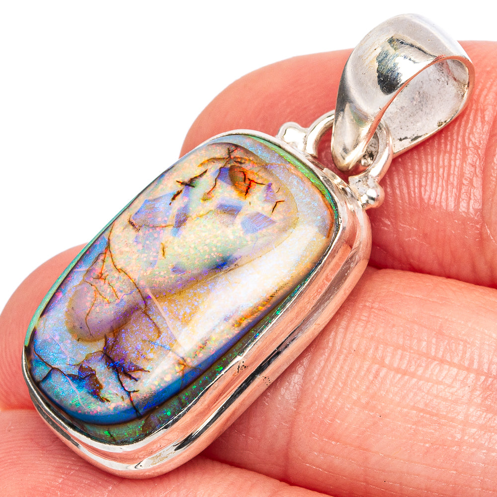 Rare Sterling Opal Pendant 1 3/8" (925 Sterling Silver) P43304