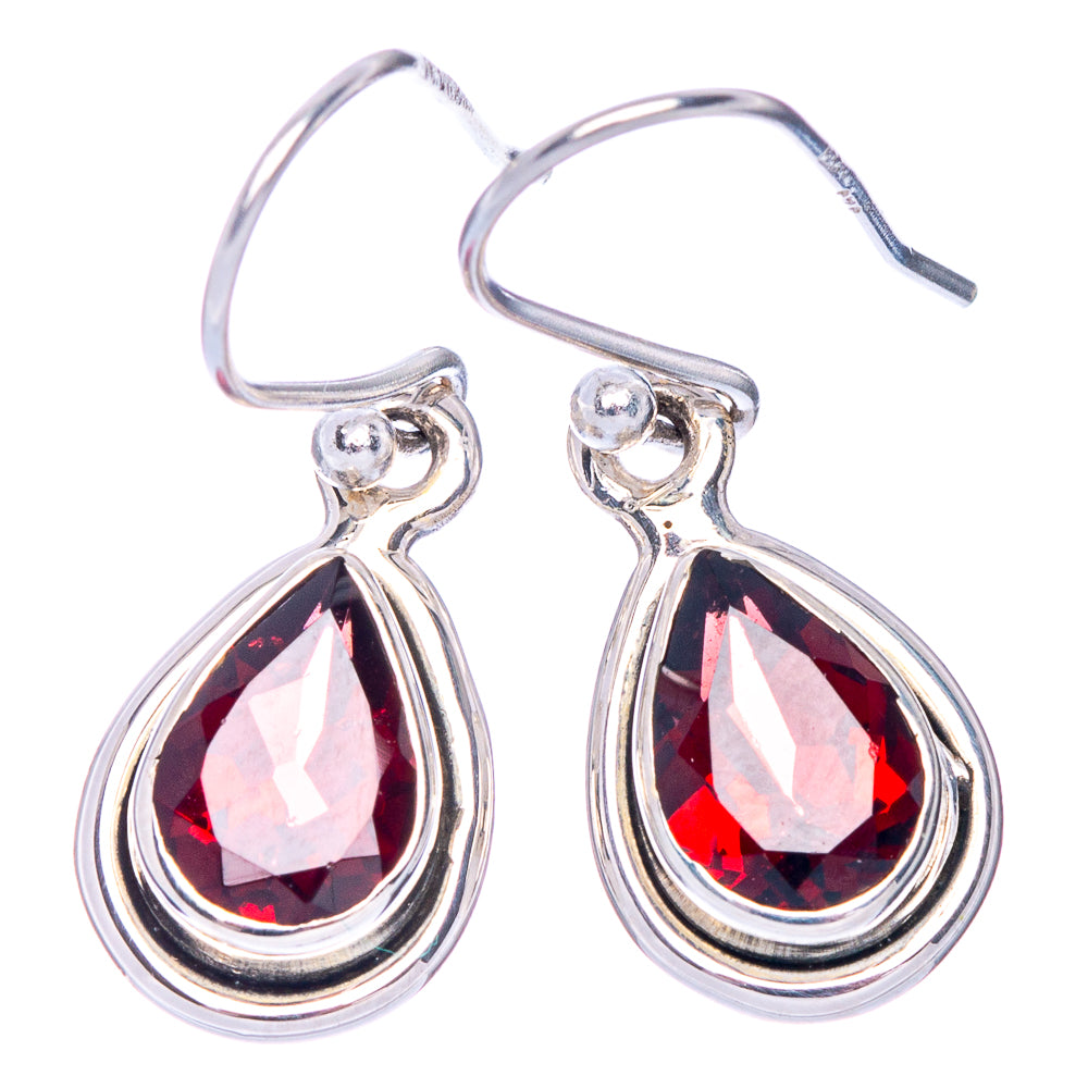 Garnet Earrings 1 1/8" (925 Sterling Silver) E433486