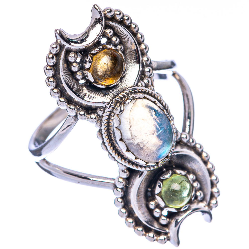 Rainbow Moonstone, Citrine, Peridot Ring Size 8 (925 Sterling Silver) R144702