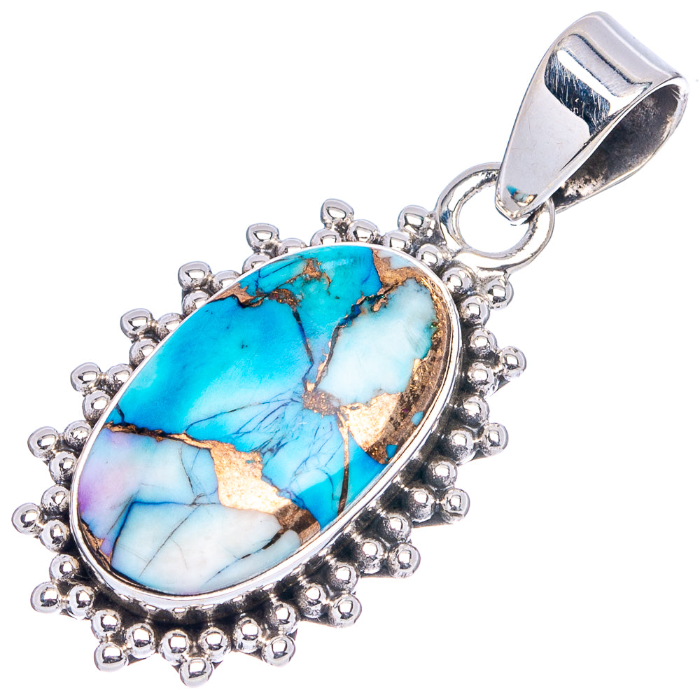 Ice Blue Dahlia Mohave Turquoise Pendant 1 3/8" (.925 Sterling Silver)