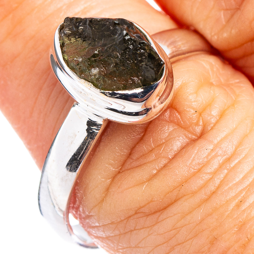 Rare Moldavite Ring Size 8.75 (.925 Sterling Silver)