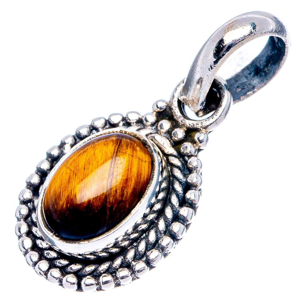 Tiger's Eye Dainty Pendant 7/8" (.925 Sterling Silver)