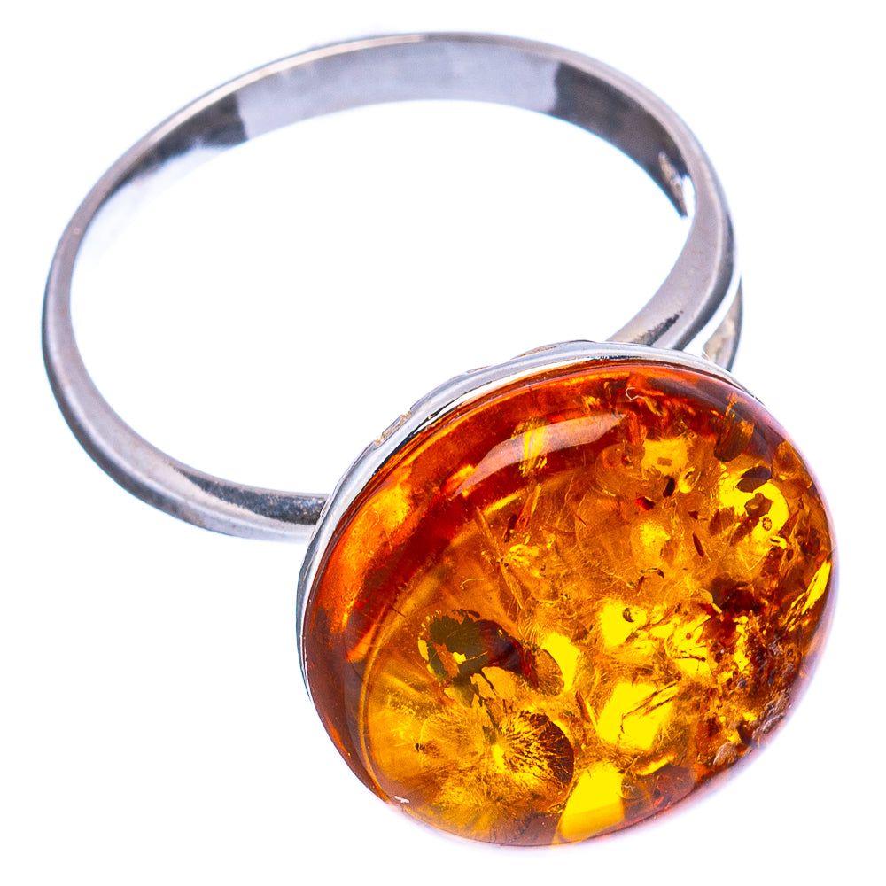 Baltic Amber Ring Size 7 Adjustable (.925 Sterling Silver)
