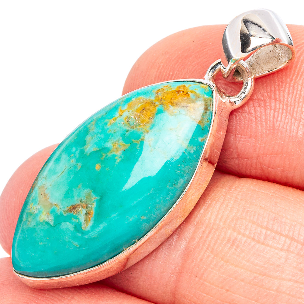 Rare Kingman Turquoise Pendant 1 3/8" (925 Sterling Silver) P44969